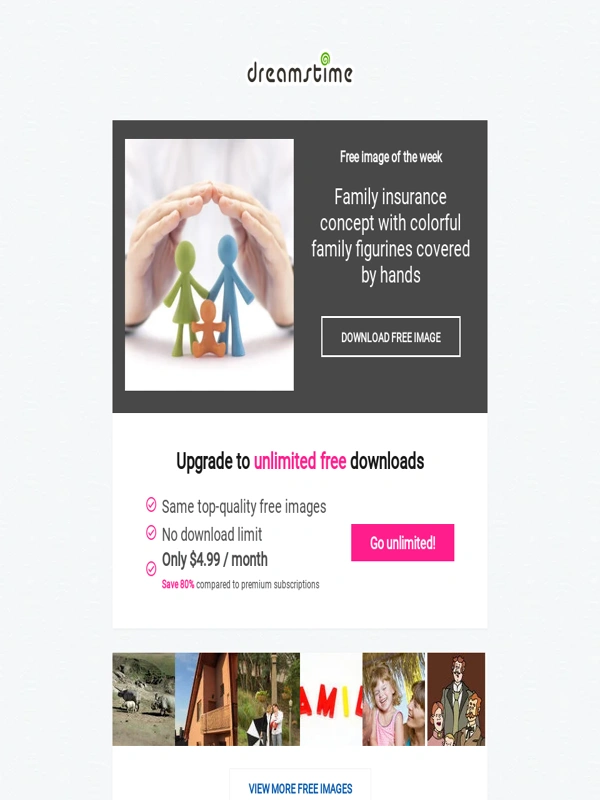 DreamsTime - Free image of the week: Family insurance concept with colorful family figurines covered by hands