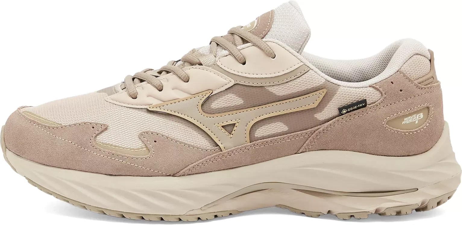 Mizuno Wave Rider Β GTX in Silver Cloud/Vin Khaki/Ge Gold, Size UK 10