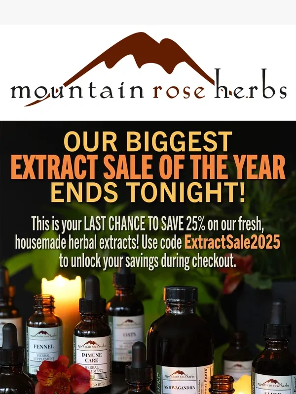Mountain Rose Herbs - A Few Hours Left to Save 25%!