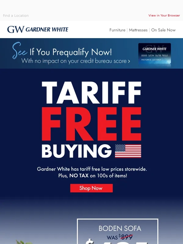 Gardner White - NO TARIFFS! NO TAX!