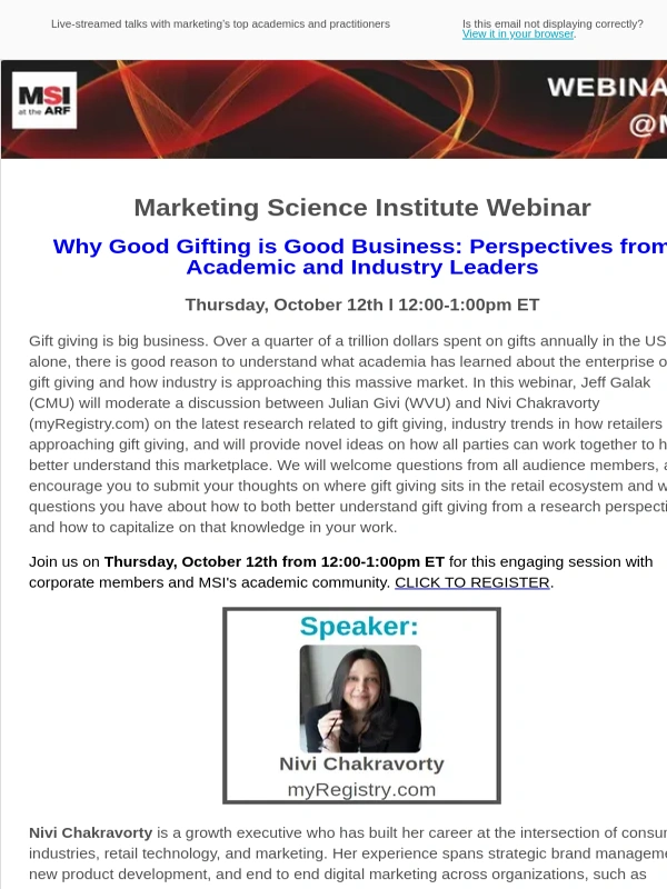 MSI - MSI Webinar: Why Good Gifting is Good Business: Perspectives from Academic and Industry Leaders