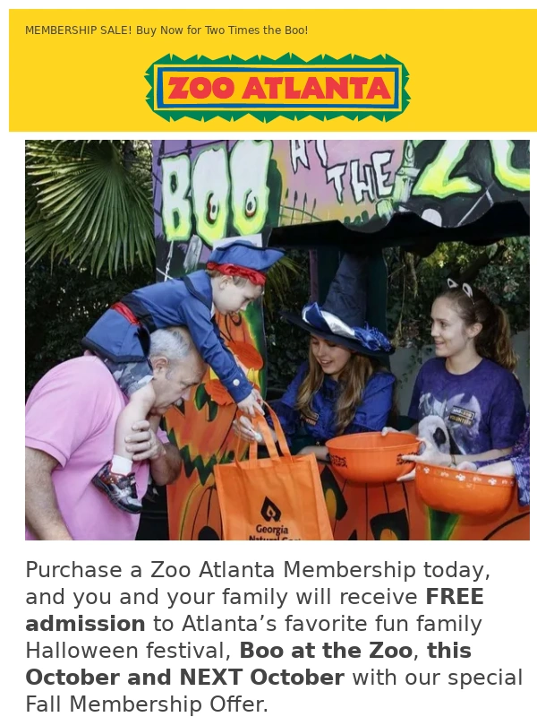 Zoo Atlanta - MEMBERSHIP SALE! Buy Now for Two Times the Boo!