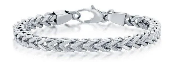 Black Jack Men's Stainless Steel Franco Chain Bracelet
