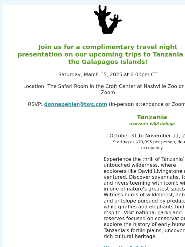 Nashville Zoo - Join Nashville Zoo for a travel night