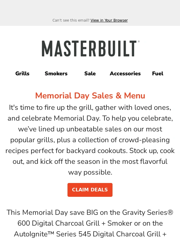 Masterbuilt - Don't Miss Our Memorial Day Specials!