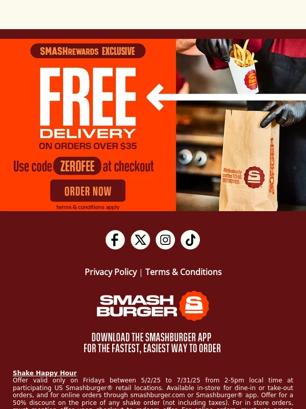 SmashBurger - Sweet! ½ off Shakes ?