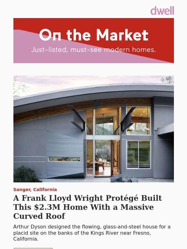 Dwell - A Lloyd Wright Protégé Built This $2.3M Home With a Massive Curved Roof