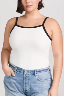Rollas Naomi Tank Top - White/Vintage Black