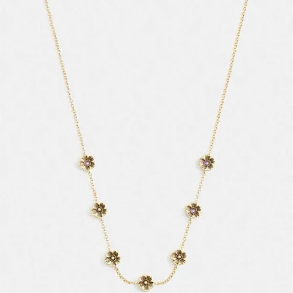 Coach Women's Tea Rose Station Necklace