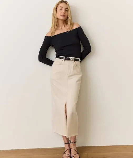 Marine Layer Women's Fawn Denim Midi Skirt