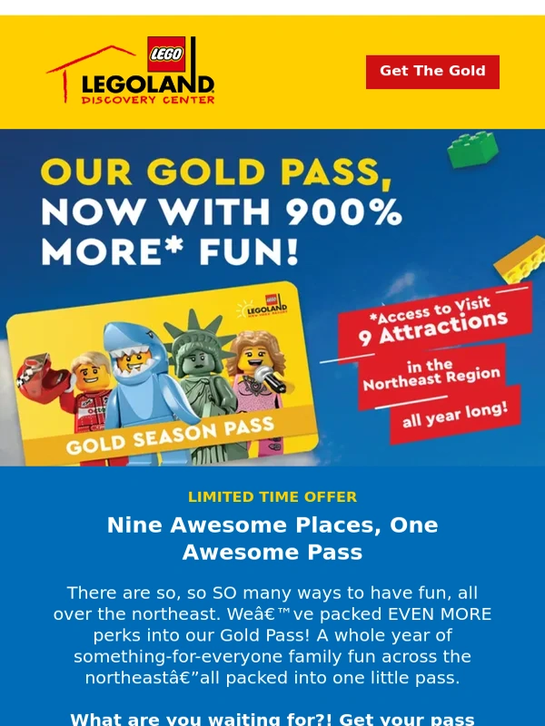 LEGOLAND Discover Center - Build a Year of Play With a Gold Pass ⭐