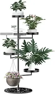 Xlhomo Indoor Metal 4 Tier Rotating Plant Stand