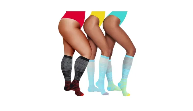 Jopvvic 3 Packs Women Men Compression Socks Set Lady Light Support Hose Cute Crazy Travel Flight Pregnancy New Mom After Birth First Time Mama Announcement Nurse School Graduation Gifts White