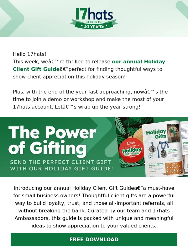 17hats - ? Holiday Gift Guide For Clients Is Here! + 17hats News