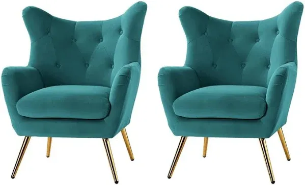 Etta Avenue Avianna Tufted Velvet Wingback Chair (Set of 2)
