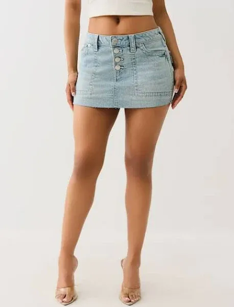 True Religion Women's Sadie Frayed Mini Skirt