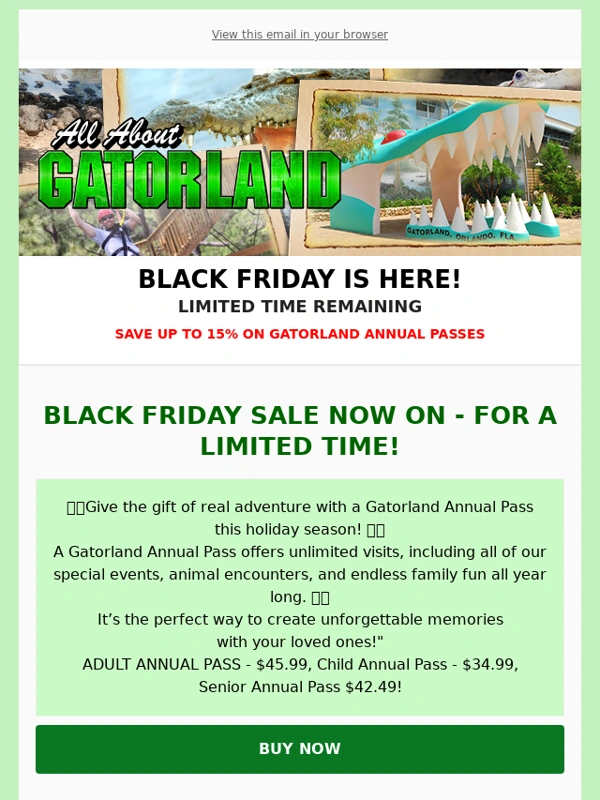 Gatorland - Gatorland's BLACK FRIDAY Annual Pass & Jawlene Plush - Limited time left!