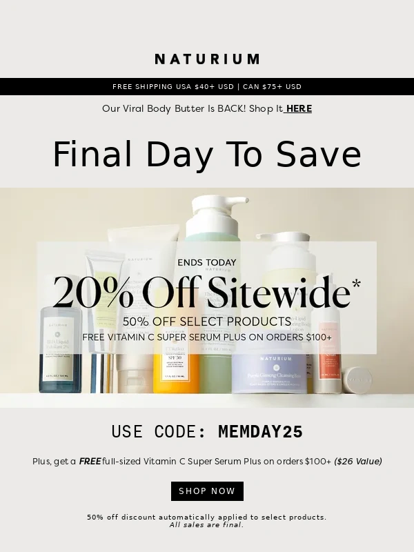 Naturium - LAST DAY: 20% OFF Sitewide* ?