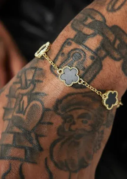Fashion Nova Men's Iced Multi Clover Bracelet