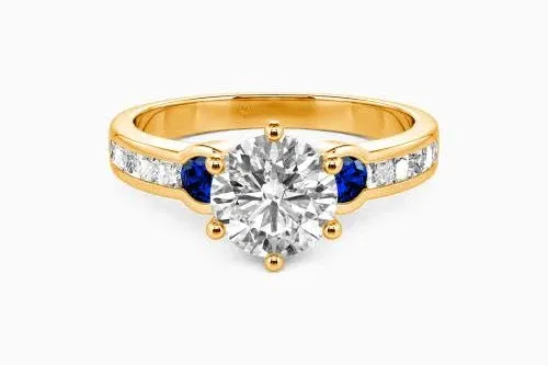 Seal Your Vows" Round Cut Side Stone Engagement Ring
