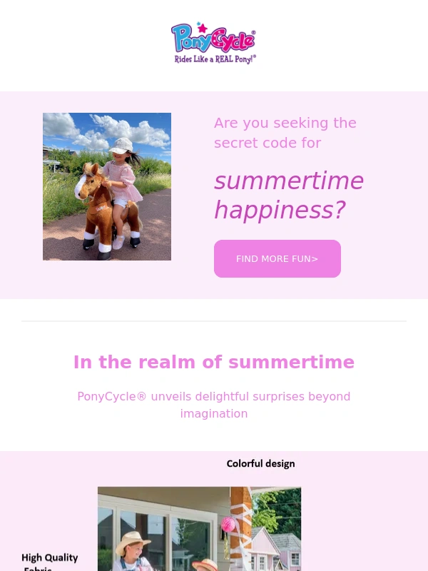 PonyCycle - ☀️Summer Exclusive! Enjoy a Cool Riding Experience with PonyCycle®!
