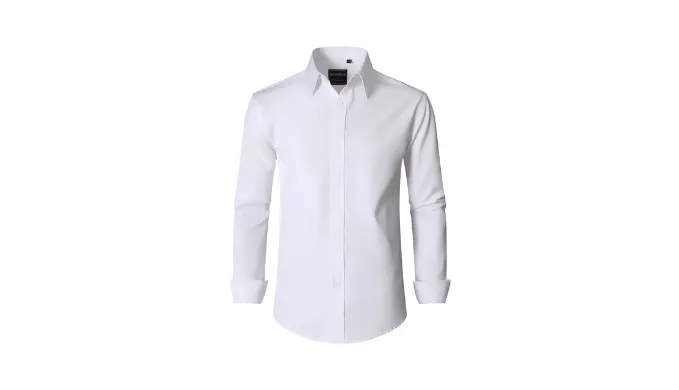 Simmashah Mens Dress Shirts Stretch Wrinkle Free Formal Long Sleeve Shirts Business Casual Button Down Shirt 2-02 White XL-Tall