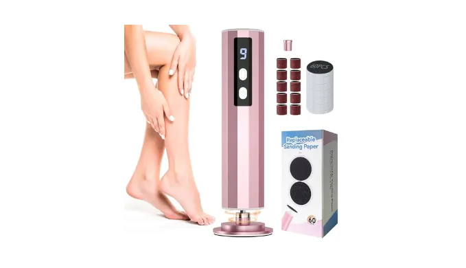 Electric Foot Callus Remover, 2 in 1 Rechargeable Foot File for Feet & Nails, 9 Speed Controller Callus Remover with 60 Pcs Sandpaper Discs, Cordless Pedicure Tools for Dead Skin and Calluses