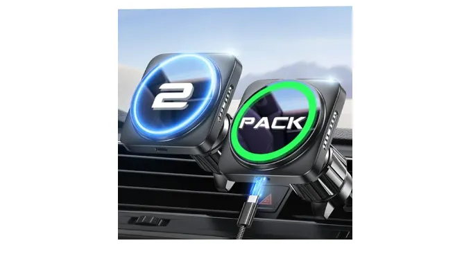 LISEN 2 Pack Fits Magsafe Car Mount Charger for iPhone 16 Car Mount, [Heat Dissipation] 15W Magnetic Wireless Car Charger, 2025 Mag Safe Car Charger Mount Vent Charger for iPhone 15 Pro Max 14 13 12