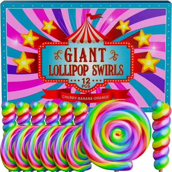Primary Colors Candy Large Rainbow Lollipops
