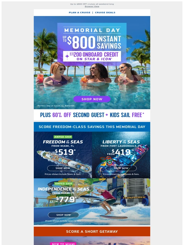 Royal Caribbean - ☀️ Long weekend,BIG deals!