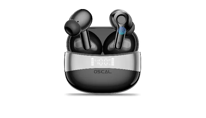 Wireless Earbuds, Bluetooth 5.4 Headphone Hi-Fi Stereo, Ear Buds with Deep Bass and Noise Cancelling Mic, Earphones with LED Display, 40H Playtime, IPX7, for Android iPhone Laptop, Sports, Black