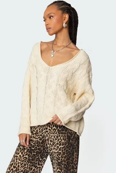 Edikted Women's Inga Oversized Cable Knit Sweater
