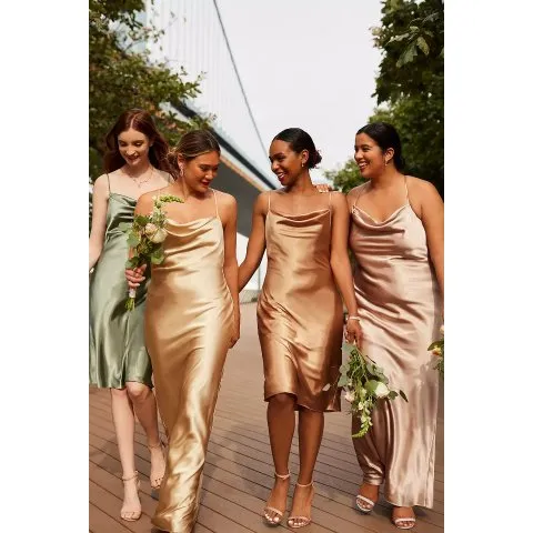 David's Bridal Midi Charmeuse Slip Dress