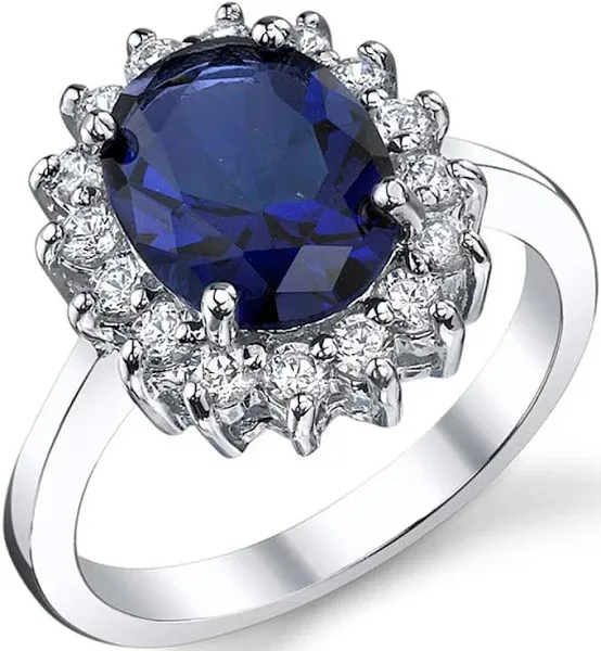 Kate Middleton 3ct. Sterling Silver Engagement Ring with Simulated Blue Sapphire