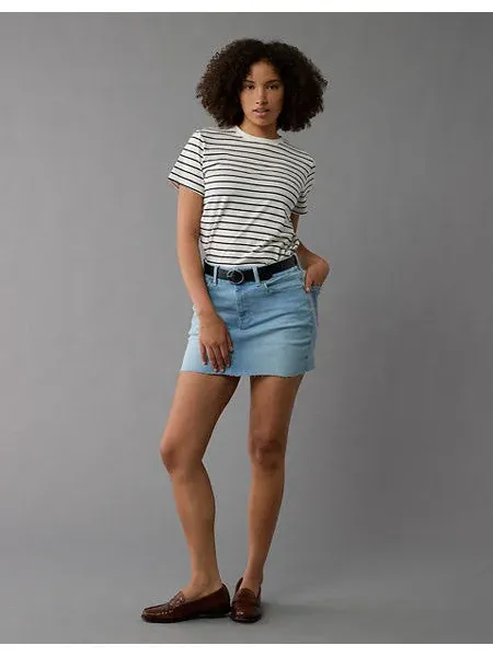 Ae Next Level Curvy High-Waisted Denim Mini Skirt