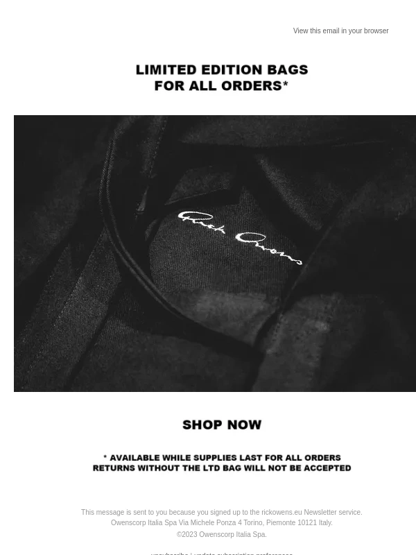 Rick Owens - LAST DAYS