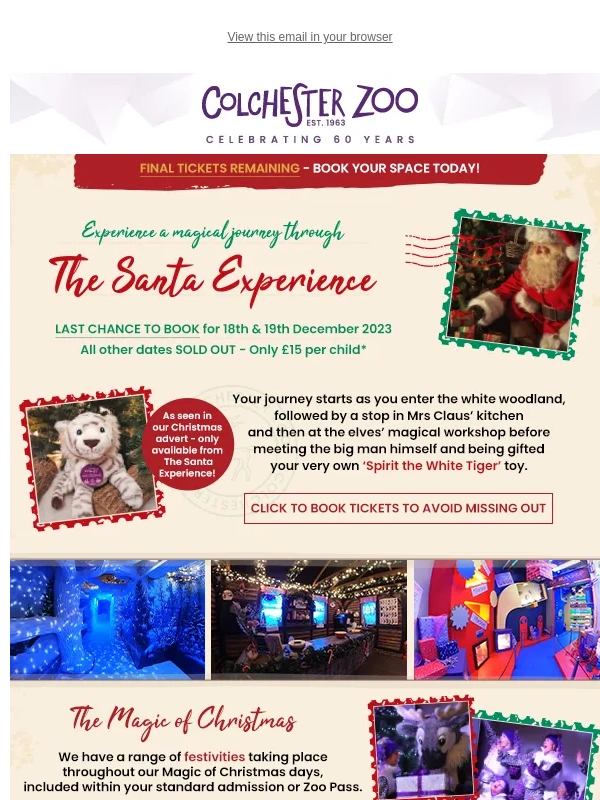 Colchester Zoo - FINAL TICKETS remaining for our Santa Experience ?