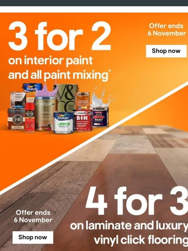 B&Q - Starts today! Deals on paint,flooring and lighting