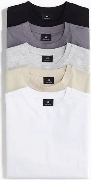 H&M Men's 5-Pack Regular Fit T-shirts