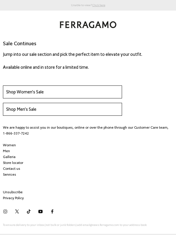Salvatore Ferragamo - Summer Sale continues