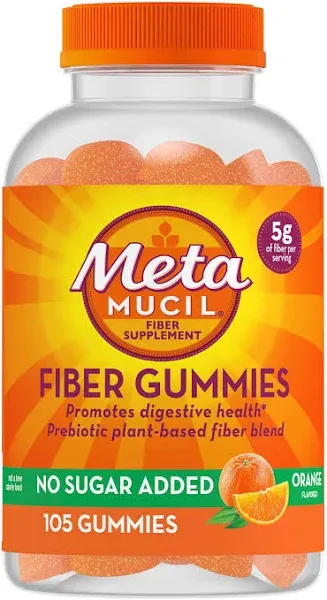 Metamucil Sugar Free Adult Orange Fiber Supplement Gummies