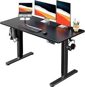 HUANUO - Electric Standing Desk, 48" x 24", Adjustable Height, 4 Height Memory Settings, Black