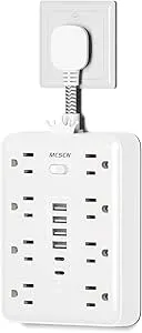 Surge Protector Power Strip(900J) -MCSCN 8 Outlets 6 USB – 15A/1875W – Ultra-Thin Plug & Cord – UL Certified – Home/Office Use