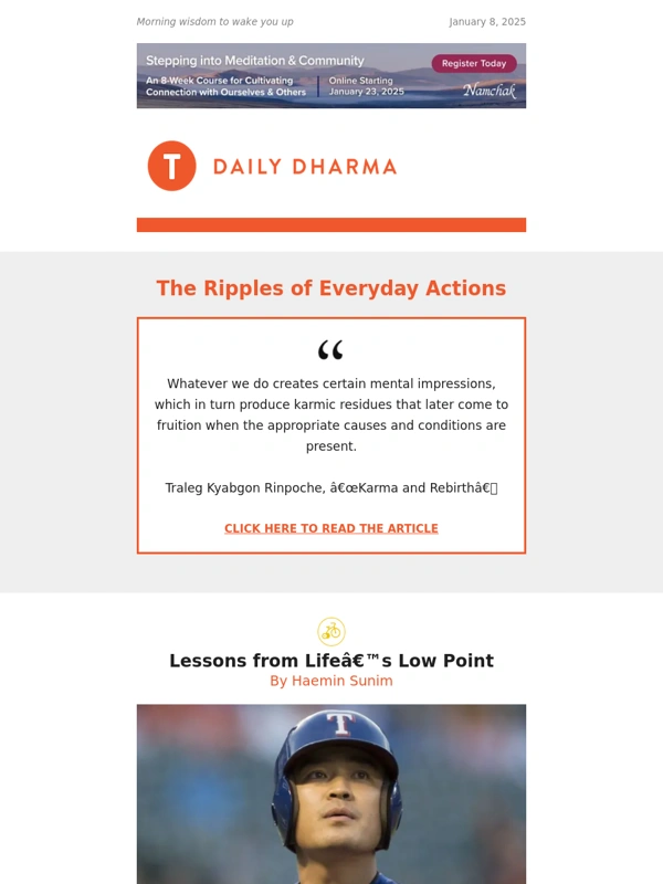 Tricycle - Daily Dharma: The Ripples of Everyday Actions