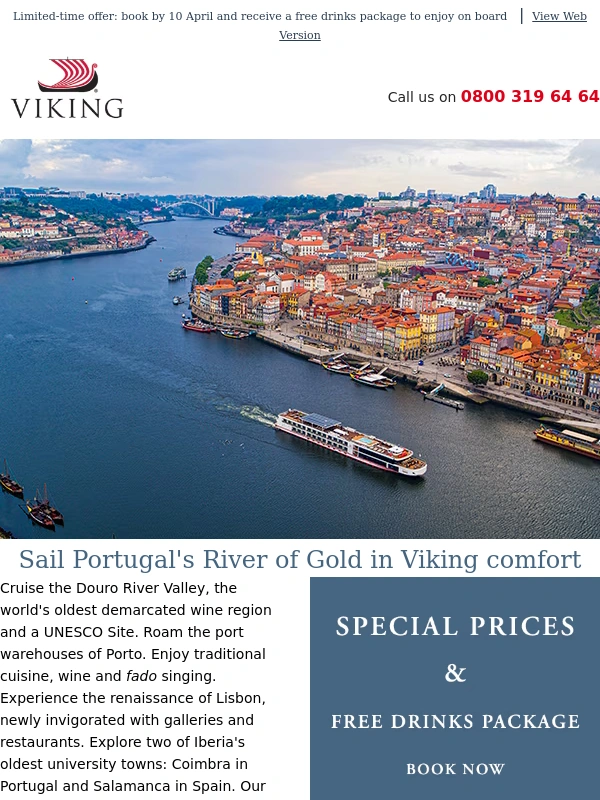 Viking River Cruises - Special prices on River Douro sailings this November and December