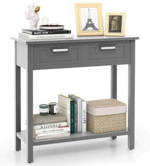 Costway 2 Drawers Accent Console Entryway Storage Shelf