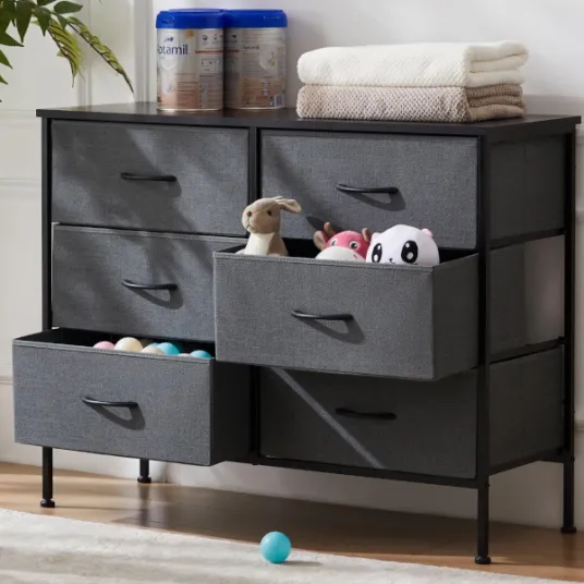 6-drawer fabric dresser