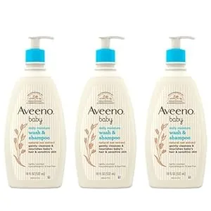 Aveeno Baby Gentle Body Wash & Shampoo with Natural Oat Extract, Tear-Free, Paraben-Free & Phthalate-Free Formula for Babys Sensitive Hair & Body, Lightly Scented, 18 fl. oz, 3 Pack