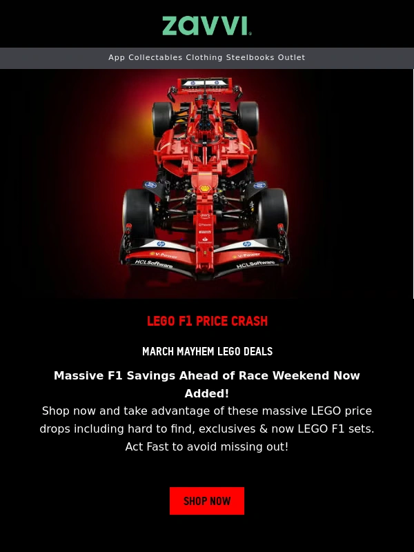 Zavvi - March Mayhem! LEGO F1 Price Drops Added & More