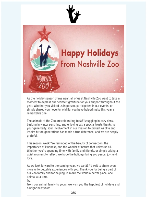 Nashville Zoo - Wishing You A Wildly Happy Holiday Season